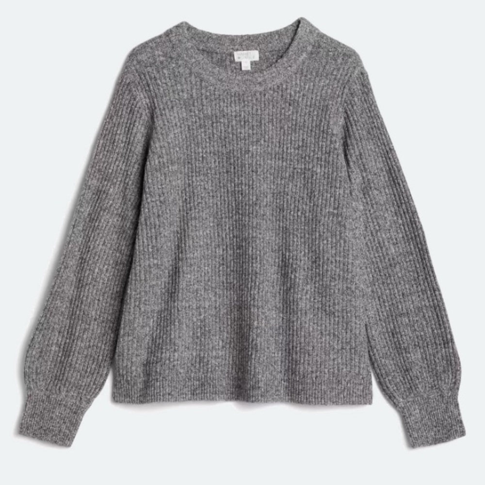 Market & Spruce Aspen Cropped Blouson Sleeve Sweater
1X | Dark Grey